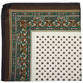 17" White & Green Geometric Silk Twill Pocket Square
