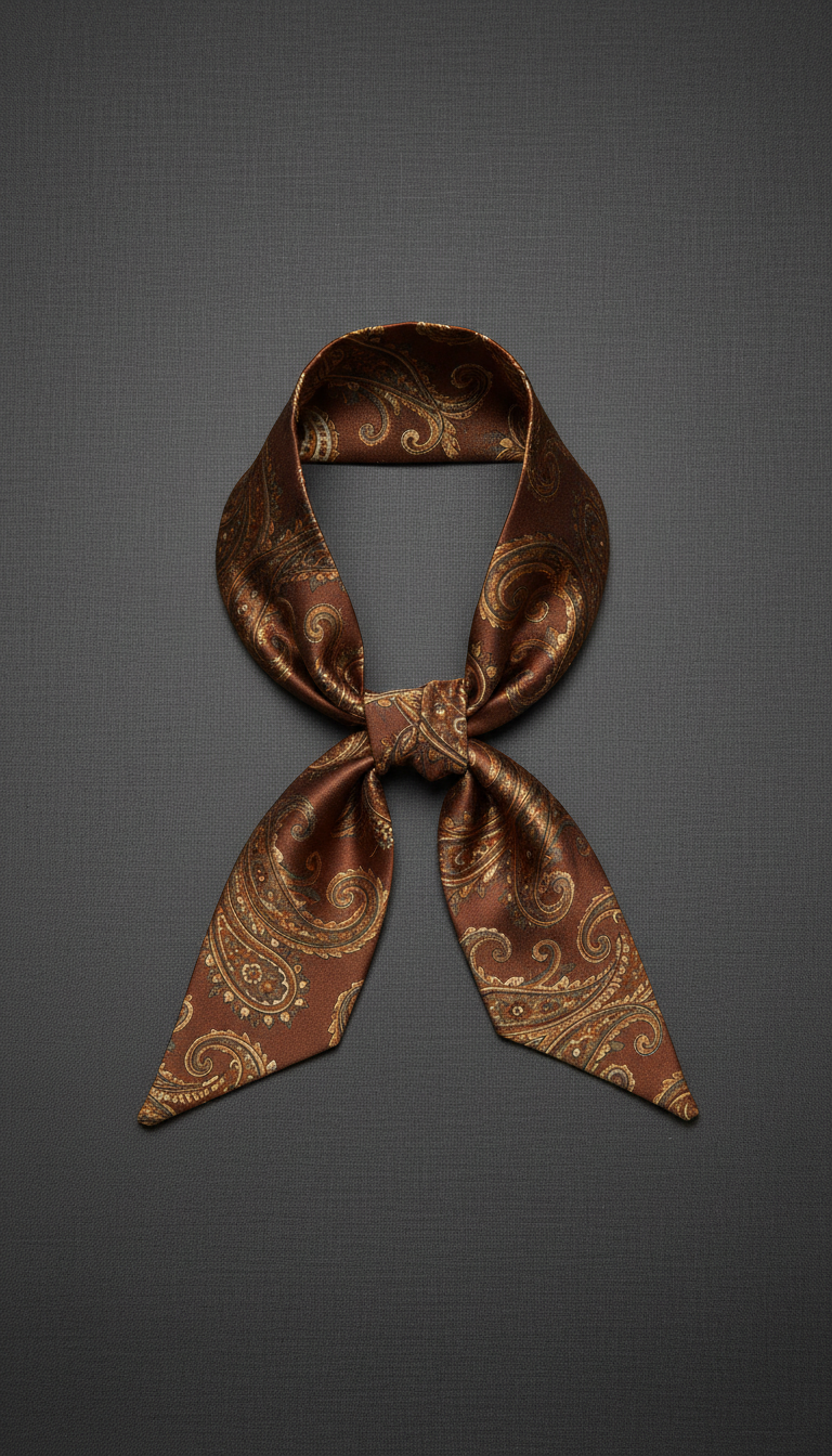 Tobacco Paisley Silk Ascot Scarf