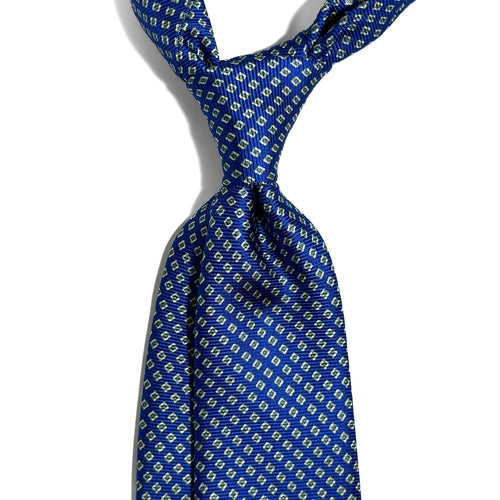 Royal Blue Micro-Geometric Silk Tie Handmade in Italy 🇮🇹