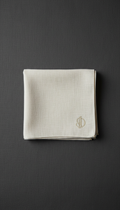 Ivory Linen Pocket Square Subtle Monogram