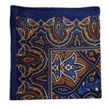 Navy Blue & Gold Floral Paisley Silk Pocket Square