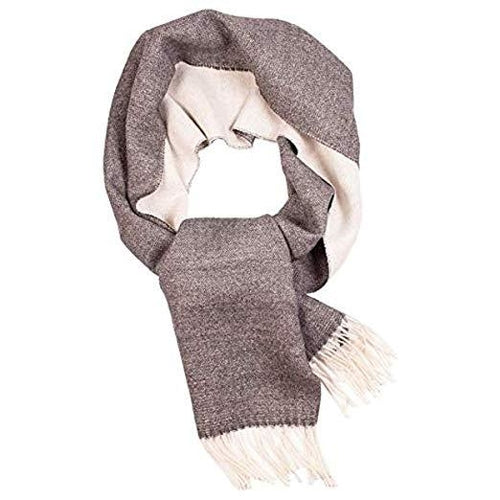 Alpaca wool grey-white double sided scarf