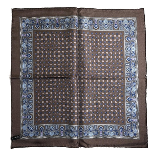Brown Floral Silk Pocket Square