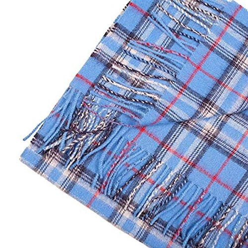 Great Natural Alpaca 100% baby alpaca scarf checkered blue