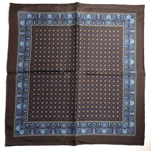 Brown Floral Silk Pocket Square