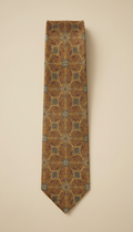 Old Gold Patterned Silk Tie
