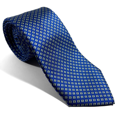 Royal Blue Micro-Geometric Silk Tie Handmade in Italy 🇮🇹
