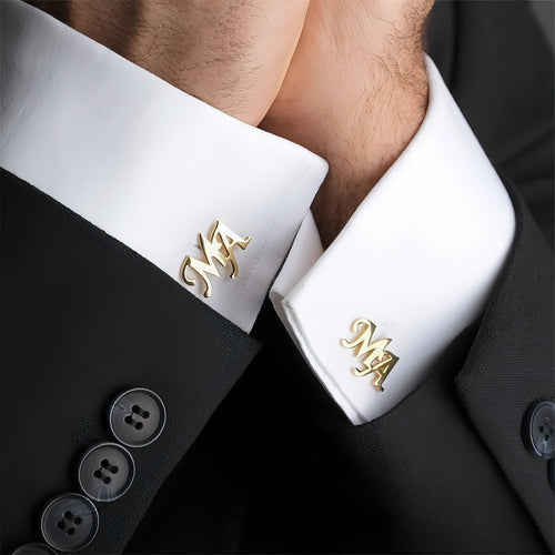 Handmade Frosted Personalized Name Cufflinks – Custom Initial Letter