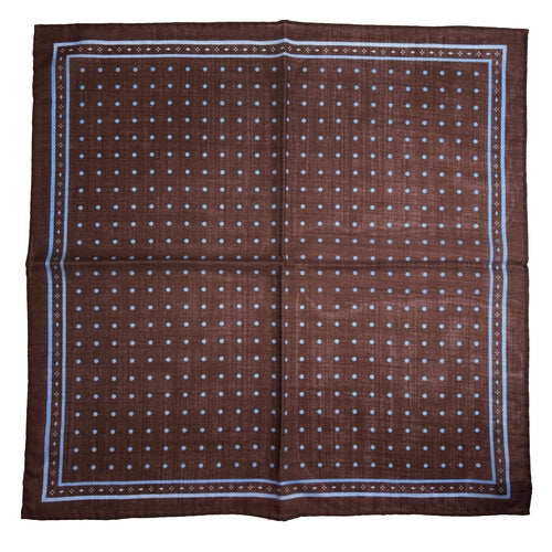 Brown - Polka Dot - Wool/Silk Pocket Square