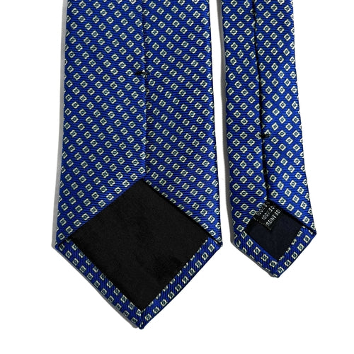 Royal Blue Micro-Geometric Silk Tie Handmade in Italy 🇮🇹
