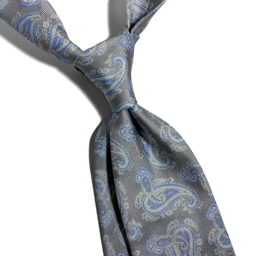 Light Gray Paisley Jacquard Silk Tie