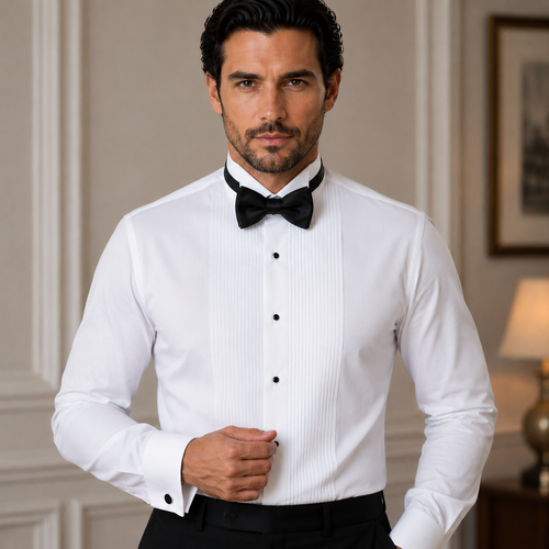 Insta Slim Tuxedo Shirt with Bow Tie – Wingtip Collar Style 155485