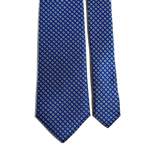 Royal Blue Micro-Geometric Silk Tie Handmade in Italy 🇮🇹