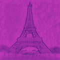 Paris Eiffel Tower Magenta Pocket Square