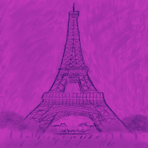 Paris Eiffel Tower Magenta Pocket Square