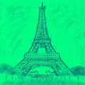 Paris Eiffel Tower Mint Pocket Square