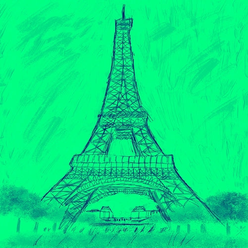 Paris Eiffel Tower Mint Pocket Square