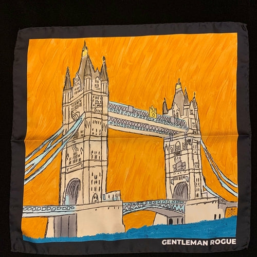 London Tower Bridge Black Pocket Square