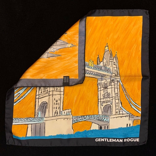 London Tower Bridge Black Pocket Square