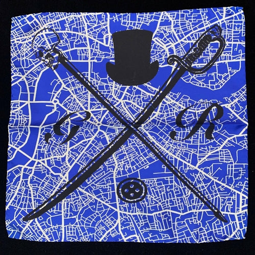 London Street Map Blue Pocket Square