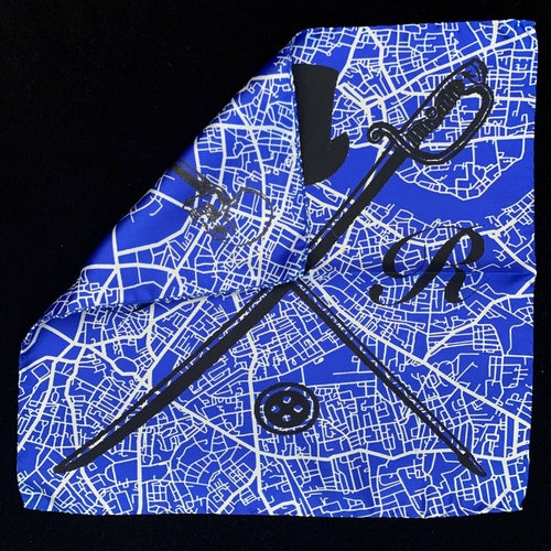 London Street Map Blue Pocket Square