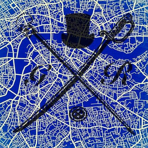 London Street Map Blue Pocket Square
