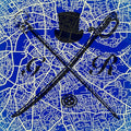 London Street Map Blue Pocket Square