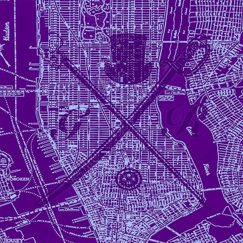 New York Street Map Purple Pocket Square