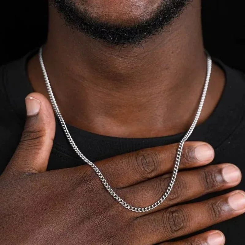 3mm Stainless Steel Cuban Chain Necklace For Men