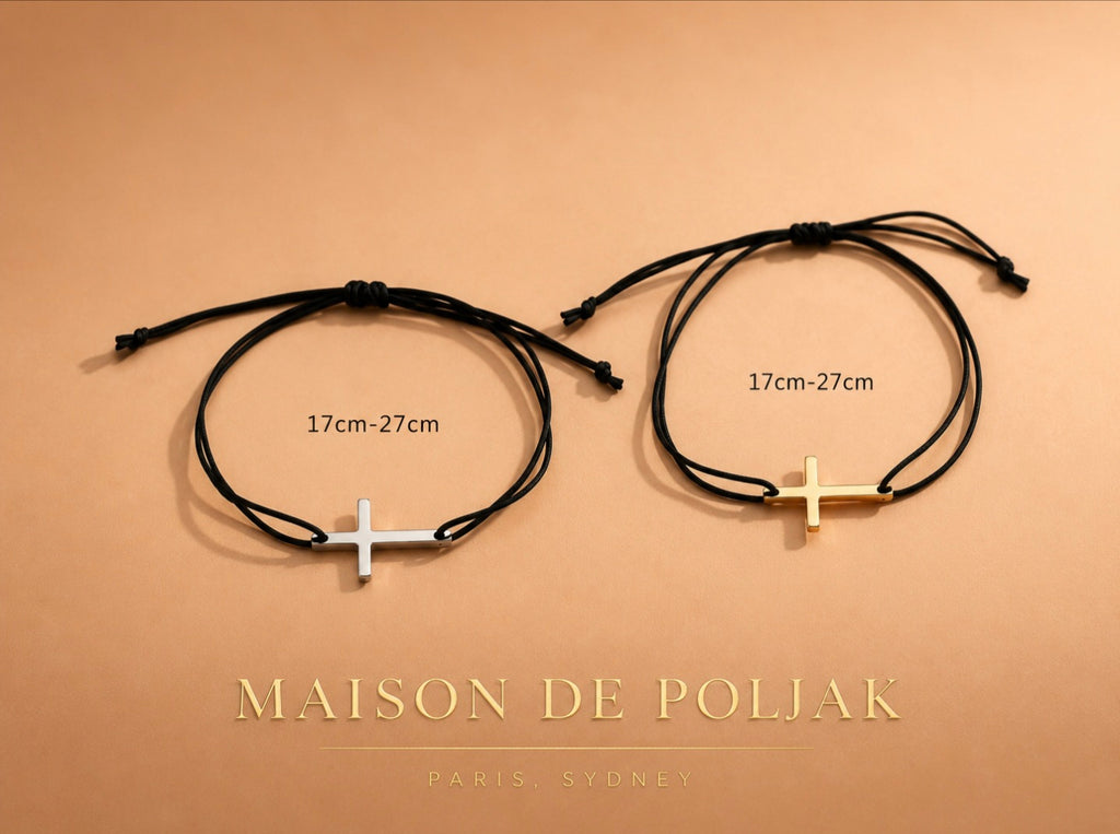 Christian Cross Couple Bracelet Set | His & Hers Adjustable Cord Bracelet