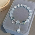 Blue Cat Eye Beaded Bracelet With Butterfly Charm