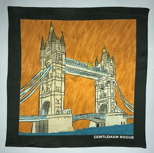 London Tower Bridge Black Pocket Square