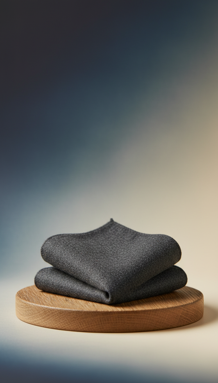 Charcoal Wool Pocket Square