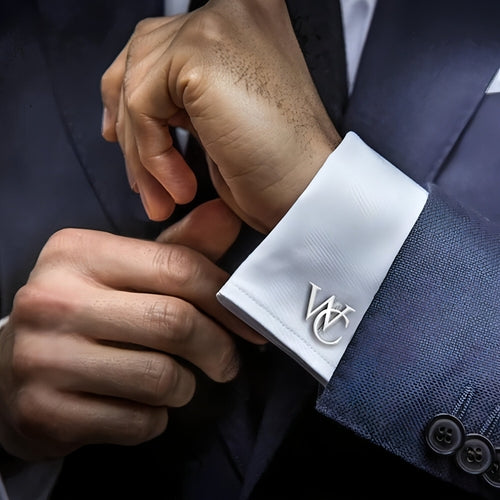 Handmade Frosted Personalized Name Cufflinks – Custom Initial Letter