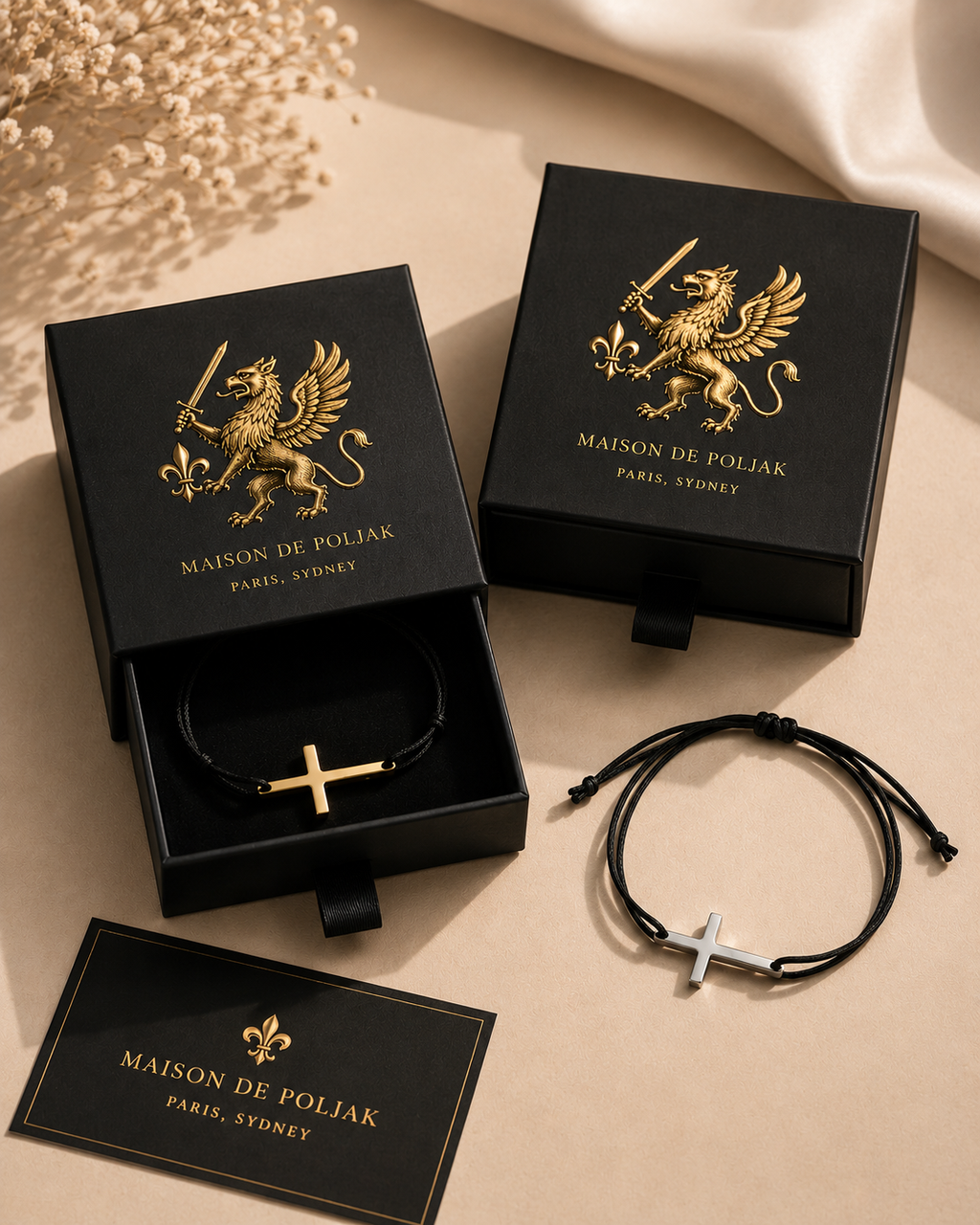 Christian Cross Couple Bracelet Set | His & Hers Adjustable Cord Bracelet
