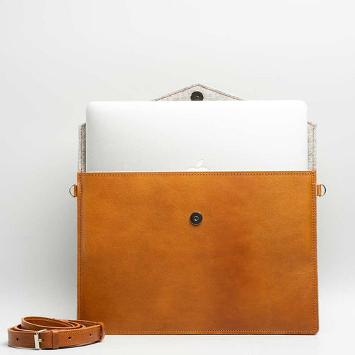 Leather Bag for MacBook with Adjustable Strap