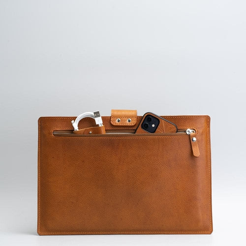 Leather Sleeve for MacBook with zipper pocket