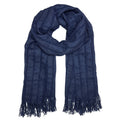 Navy Plush Knit Alpaca Scarf