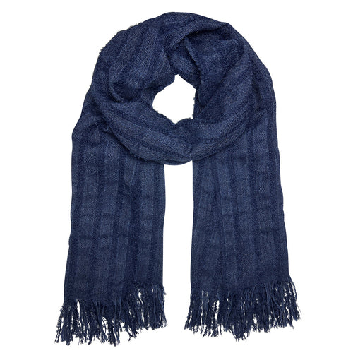 Navy Plush Knit Alpaca Scarf