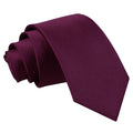 Plain Satin Slim Tie - Plum