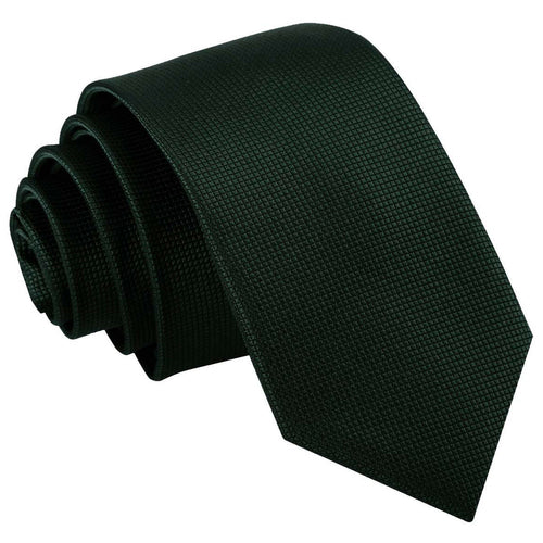 Solid Check Slim Tie - Dark Green