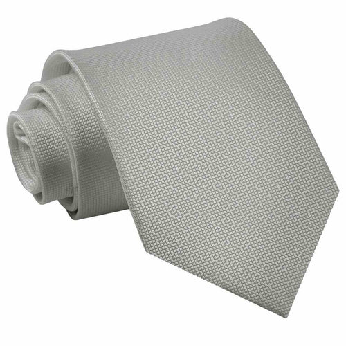 Solid Check Classic Tie - Silver