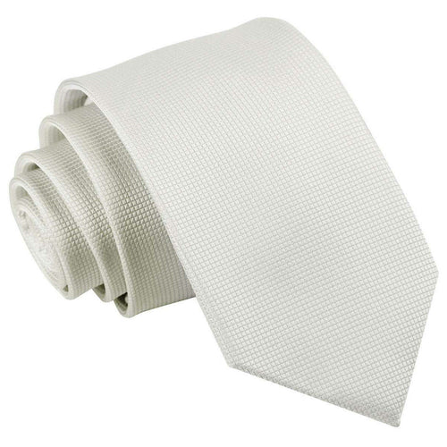 Solid Check Slim Tie - White