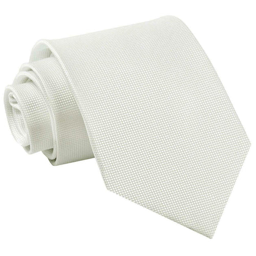 Solid Check Classic Tie - White